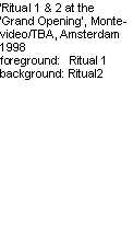 Text Box: �Ritual 1 & 2 at the �Grand Opening�, Montevideo/TBA, Amsterdam 1998foreground:   Ritual 1     background: Ritual2